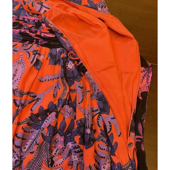 Anthropologie MAEVE Macie Maxi Dress Purple Floral Print Orange Pink EUC Size 8 - Picture 13 of 16